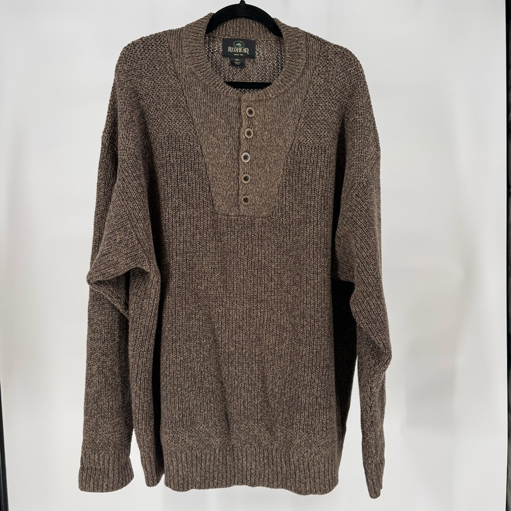 RedHead Knit Henley Sweater Long‎ Sleeve Textured Rustic Outdoor Casual Mens 3XL